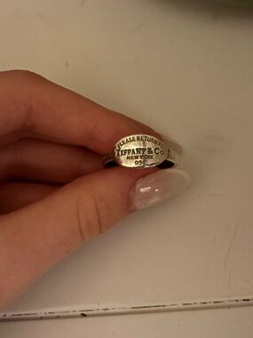 Tiffany & Co. Silver Oval 'Please Return To' Signet Ring
